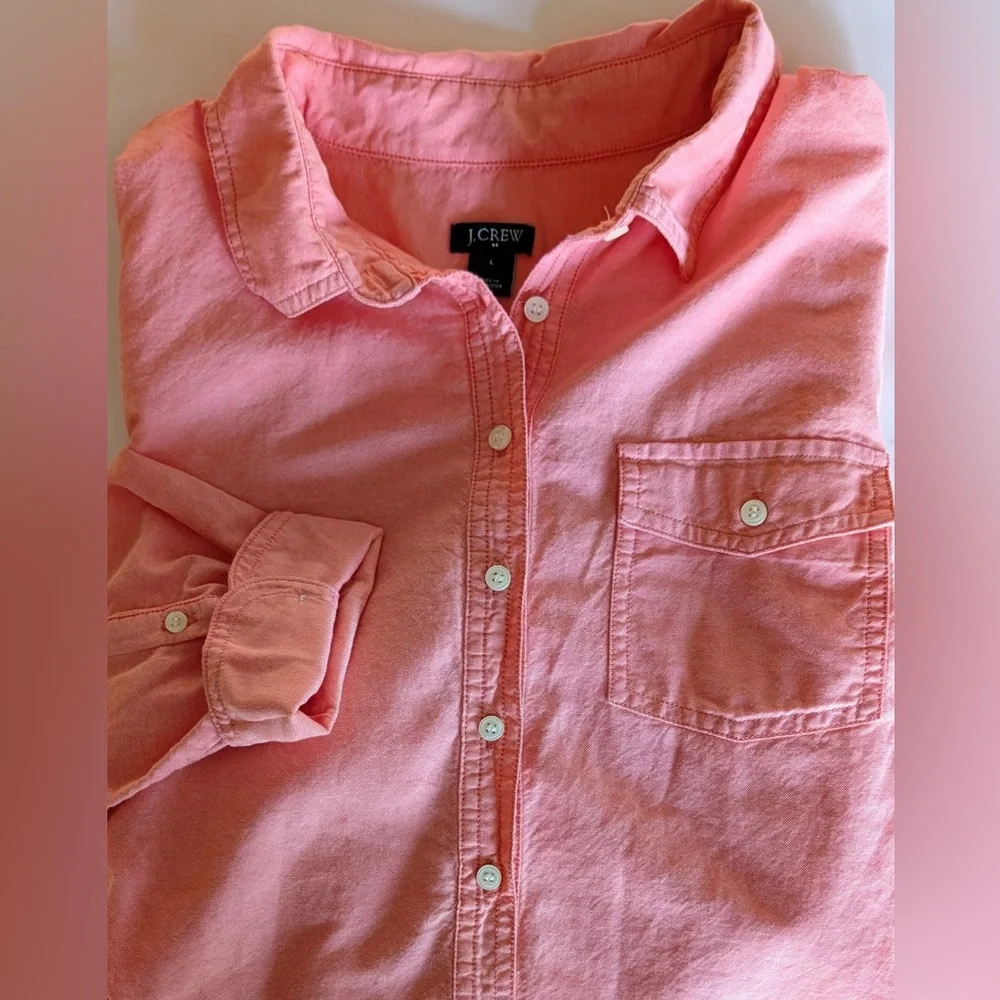 J.Crew Oxford Shirt Loose fit Long Sleeve Half Button down Large